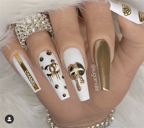 chanel rhinestone for nails|timeless chanel nail designs.